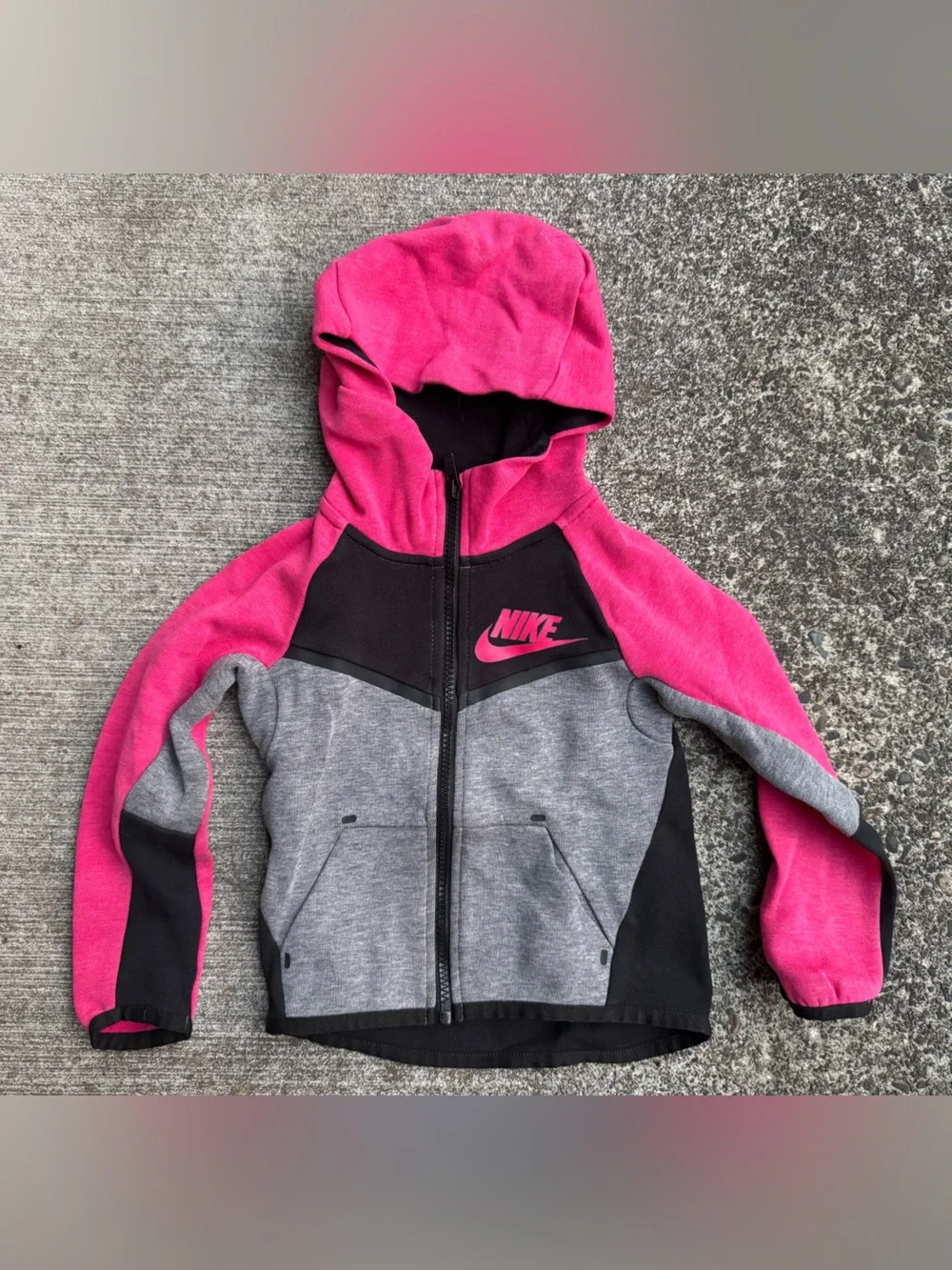Nike Tech Fleece Hoodie Kids 3T Pink/gray Fleece Hooded Jacket Sweatshirt